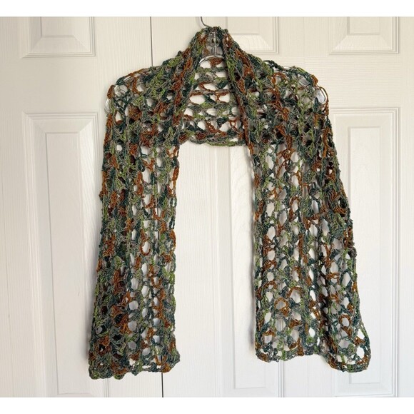 Women Crochet Scarf Multicolor Boho Colorful - Picture 1 of 7